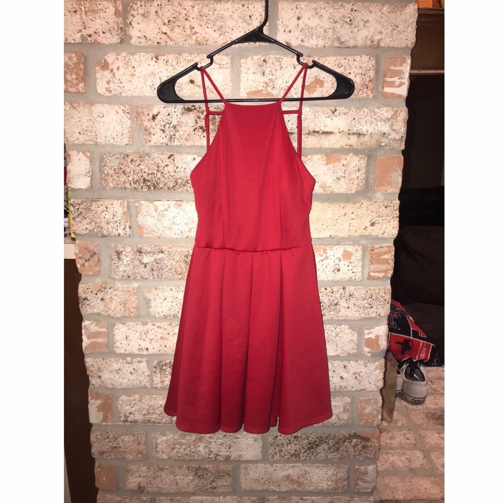 Backless red mini dress
